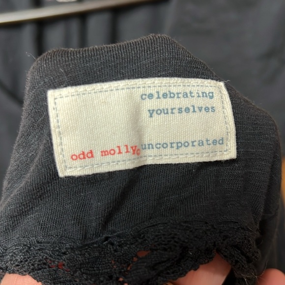 Odd Molly Womens Trilayer tunic dress black mini event 2/Md wedding short sleeve - Picture 6 of 9